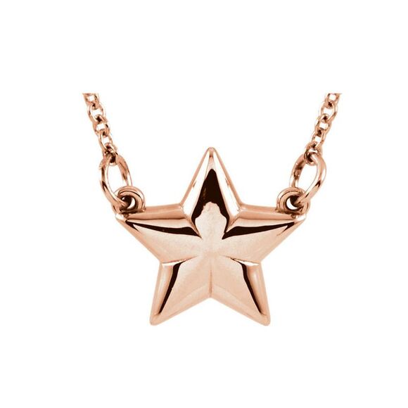 Polished Small Star Necklace in 14k Rose Gold, 18 Inch - Picture 2 of 4